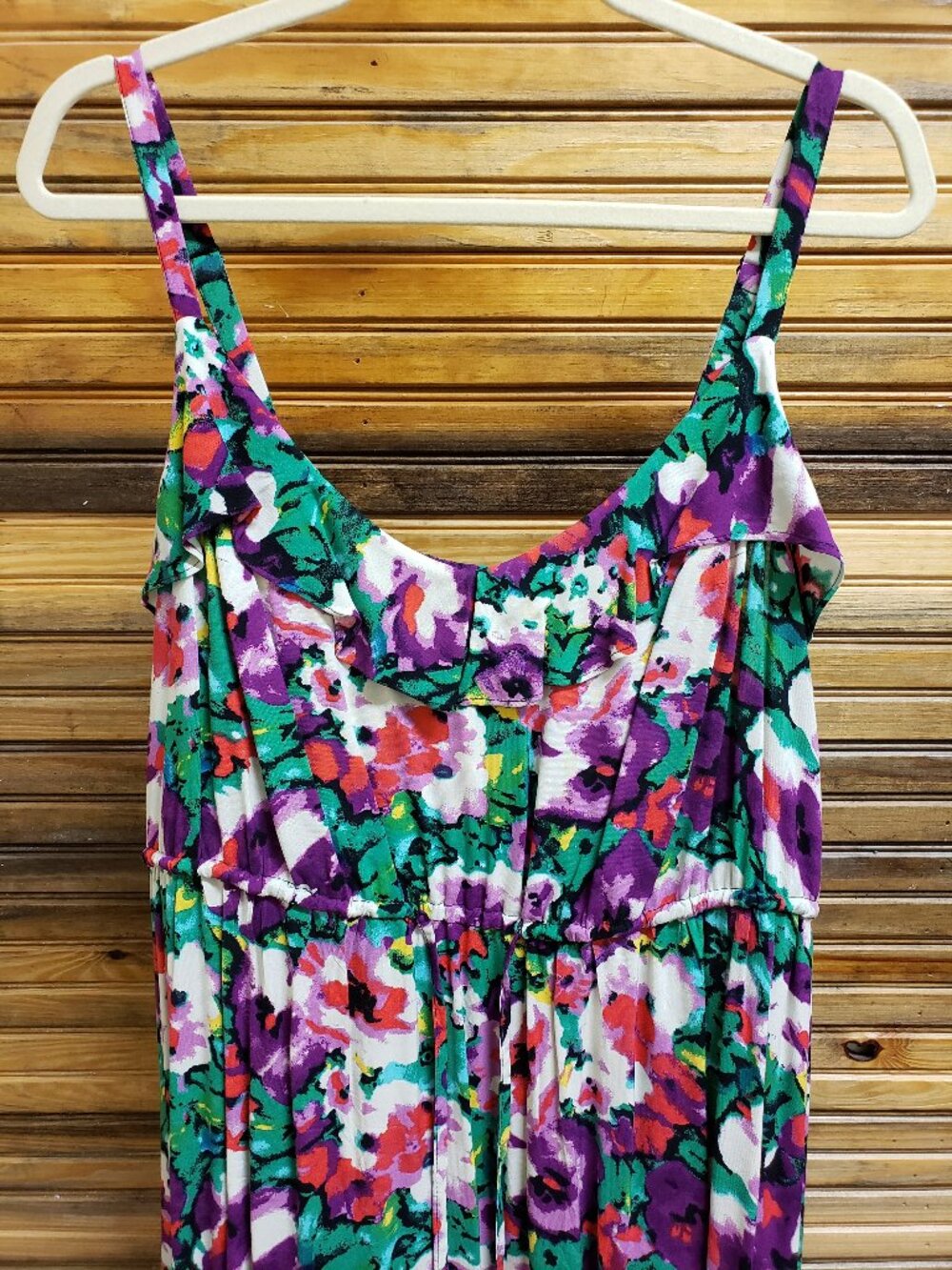 Torrid Floral High-Low Challis Dress EUC Watercolor Ruffle Size 2 (2X)